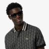 Lacoste Classic Fit Monogram Jacquard Polo Shirt - Black / Dark Grey 4PC