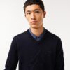 Lacoste Classic Light Weight Regular Fit Long Sleeve V Neck Sweatshirt - Blue Marine