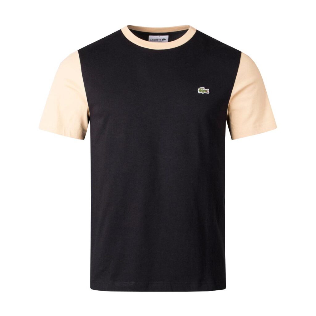 Lacoste Colourblock Crew Neck Regular Fit T-Shirt - Black