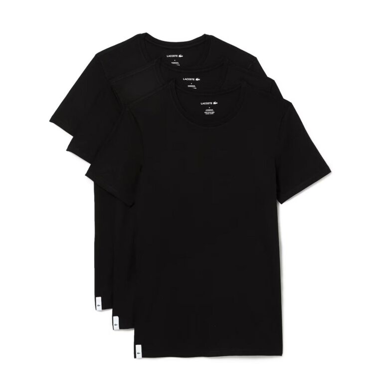 Lacoste Essential 3 Pack Slim Fit Short Sleeve T-Shirt - Black Noir
