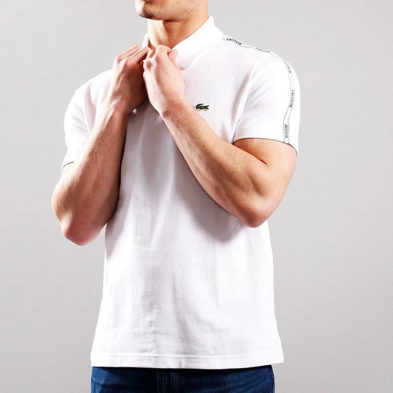 Lacoste Graphic Tape Regular Fit Short Sleeve Polo Shirt - Blanc White