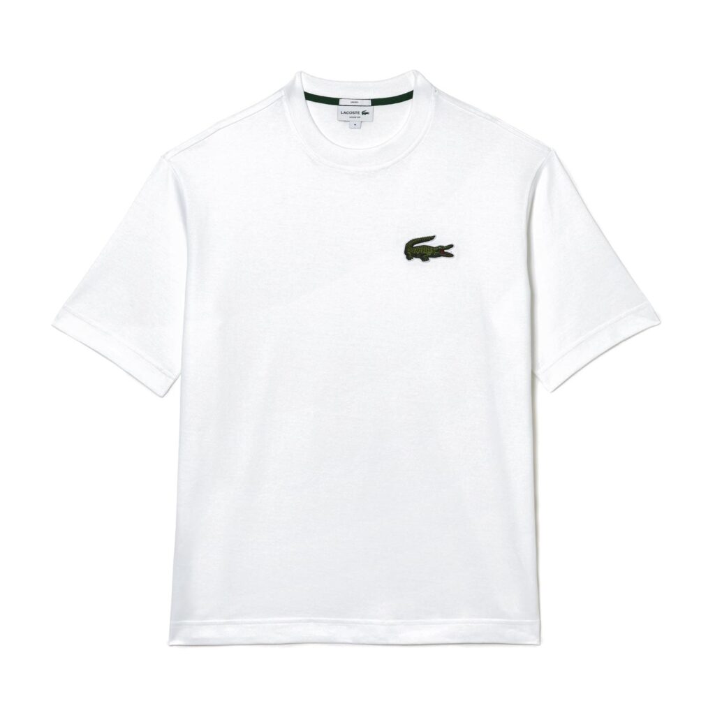Lacoste Large Croc Crew Neck Loose Fit T-Shirt - White