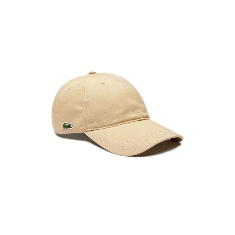Lacoste Leather Strap Side Croc Cap - Beige