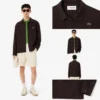 Lacoste Linen Blend Overshirt - Brown . 3LA