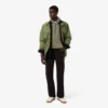 Lacoste Logo Stripe Zipped Hoodie - Khaki Green . BMY