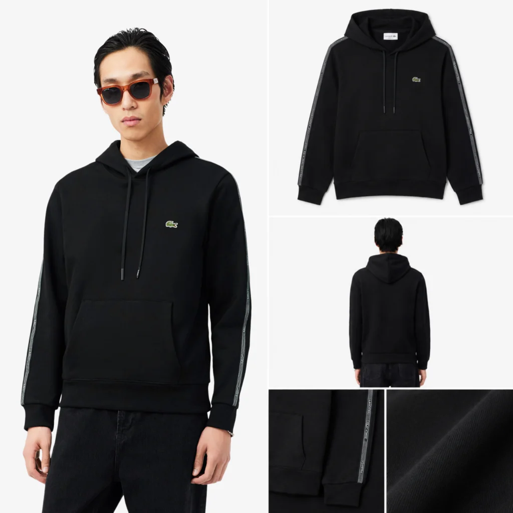 Lacoste Logo Stripe Zipped Hoodie - Noir . 031