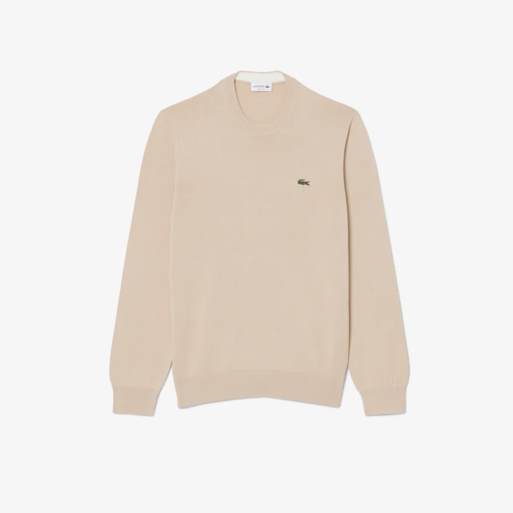 Lacoste Monochrome Crew Neck Cotton Sweater - Beige .02S