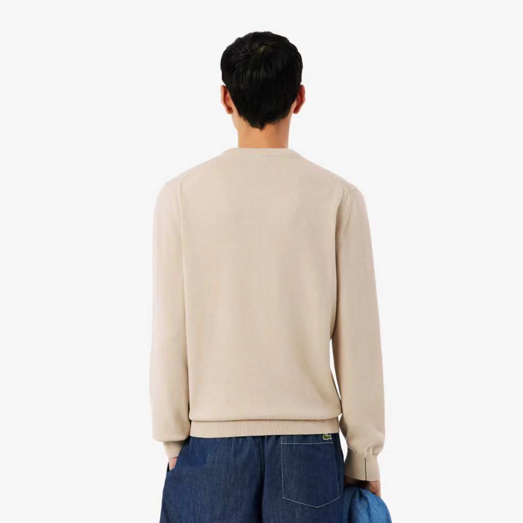 Lacoste Monochrome Crew Neck Cotton Sweater - Beige .02S