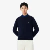 Lacoste Monochrome Crew Neck Cotton Sweater - Midnight Blue .166