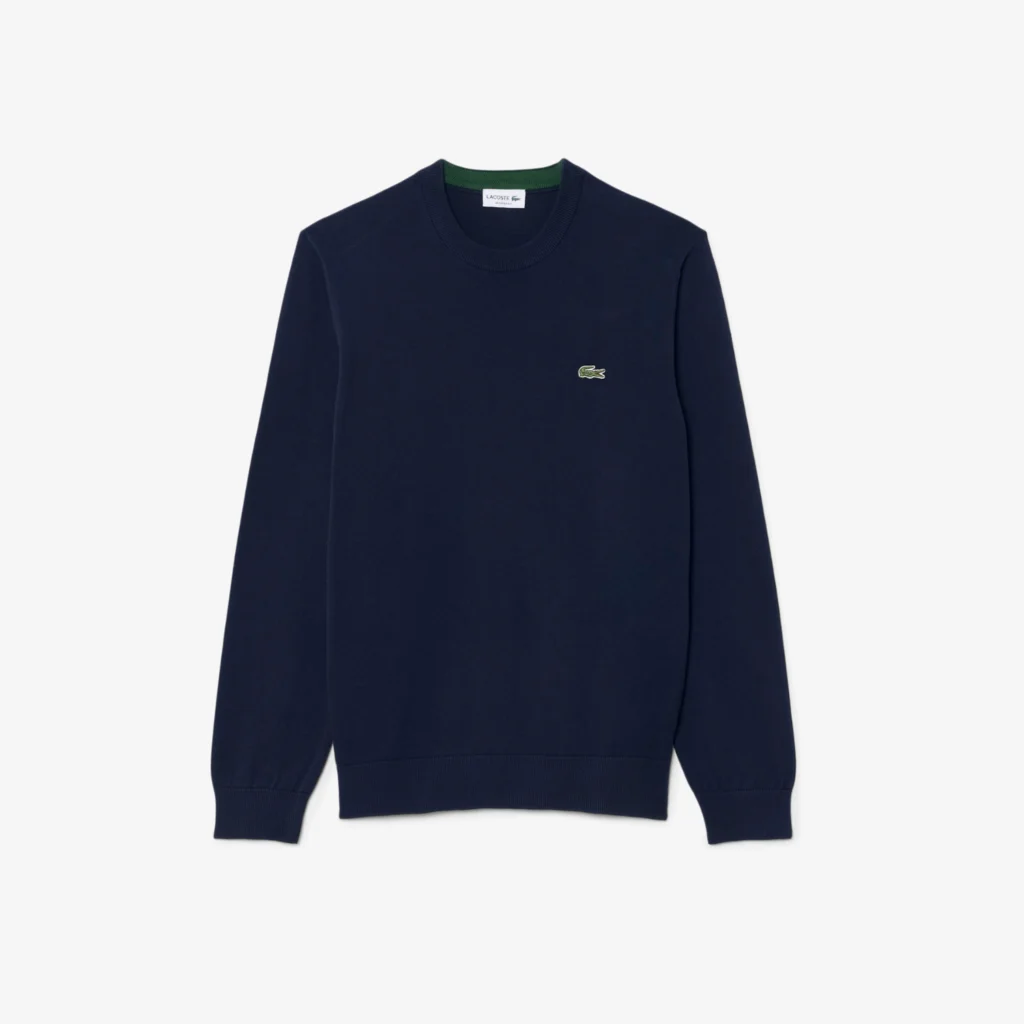 Lacoste Monochrome Crew Neck Cotton Sweater - Midnight Blue .166