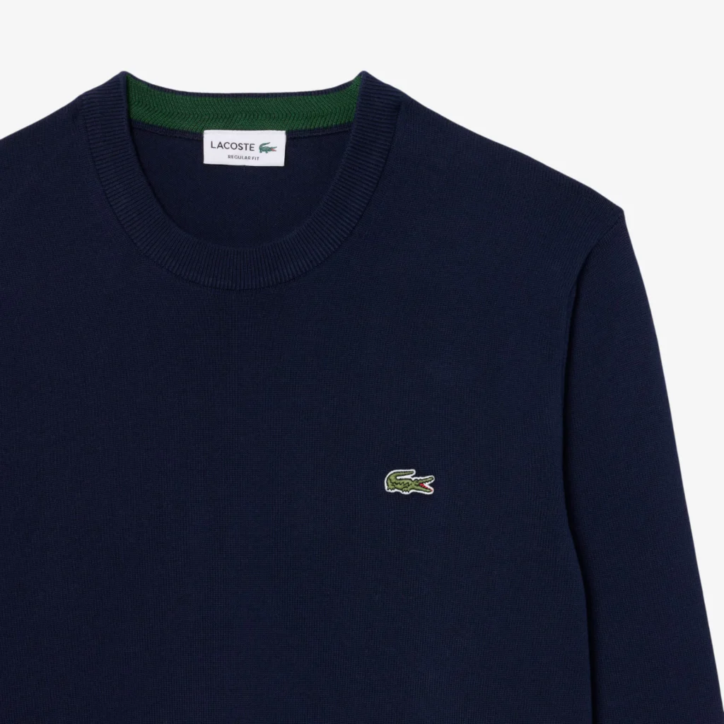 Lacoste Monochrome Crew Neck Cotton Sweater - Midnight Blue .166