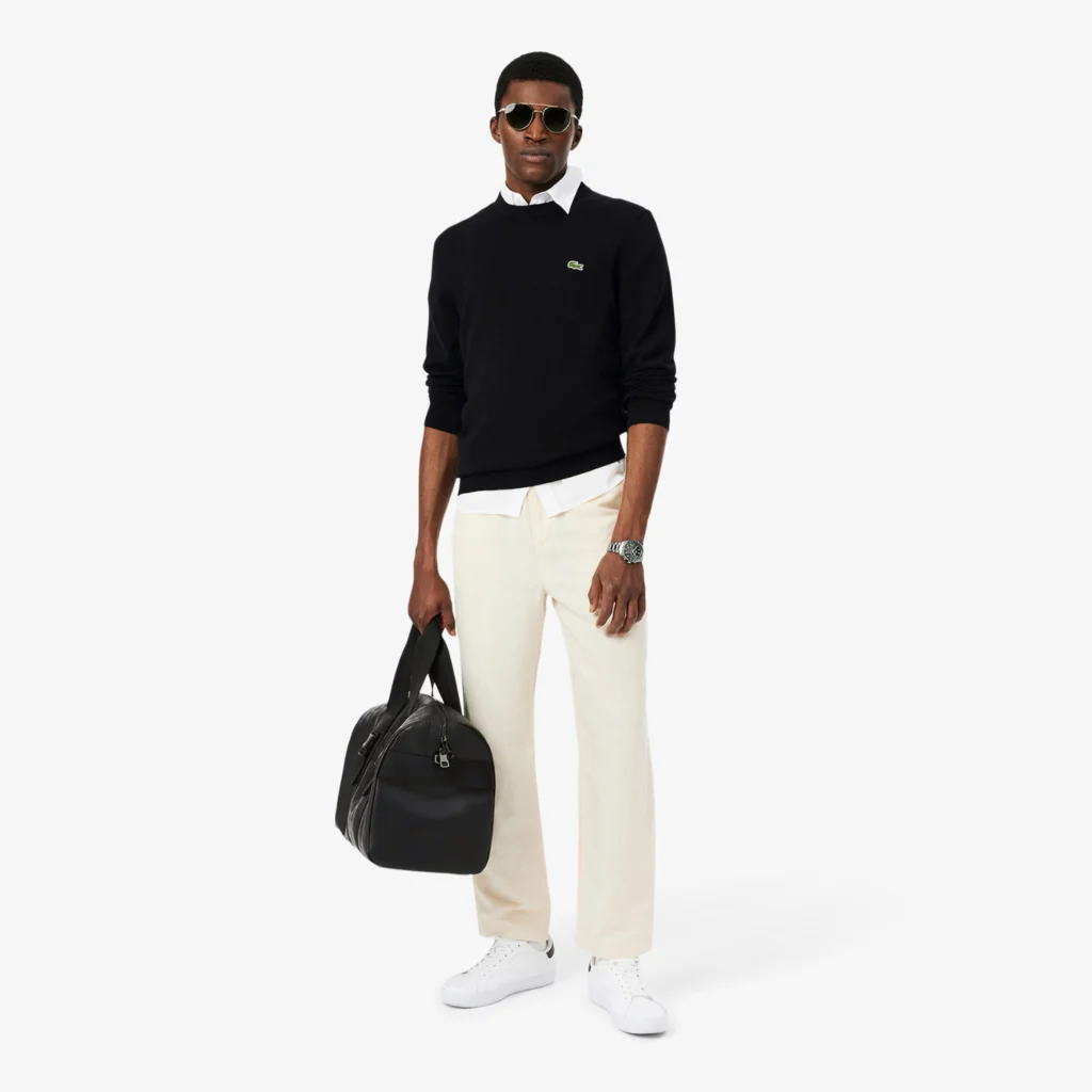 Lacoste Monochrome Crew Neck Cotton Sweater - Noir .031