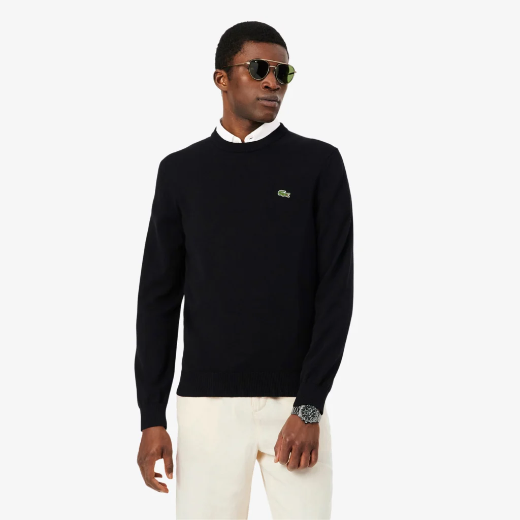 Lacoste Monochrome Crew Neck Cotton Sweater - Noir .031