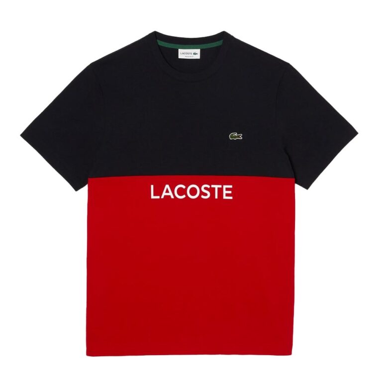 Lacoste Panel Graphic Regular Fit Short Sleeve T-Shirt - Blue Marine/Rouge