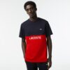 Lacoste Panel Graphic Regular Fit Short Sleeve T-Shirt - Blue Marine/Rouge