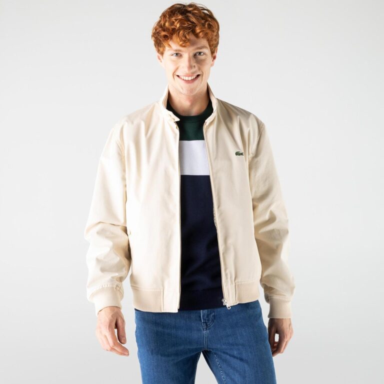 Lacoste Regular Fit Long Sleeve Harrington Jacket - Beige