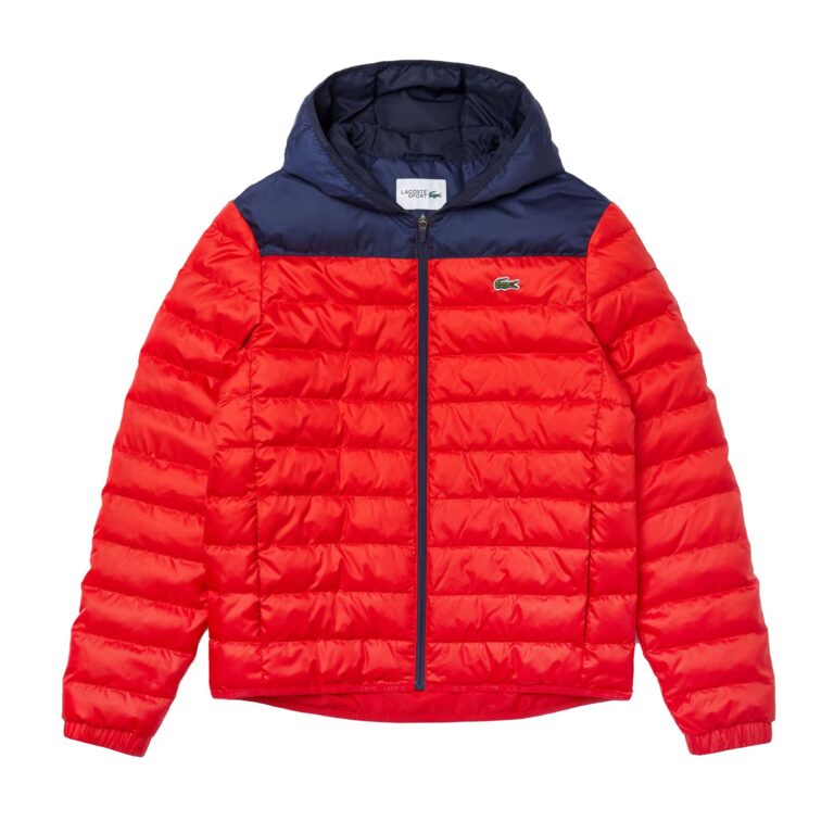 Lacoste Regular Fit Long Sleeve Quilted Puffer Jacket - Rouge/Blue Marine