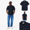 Lacoste Regular Fit Short Sleeved Oxford Shirt - Navy Blue F2W