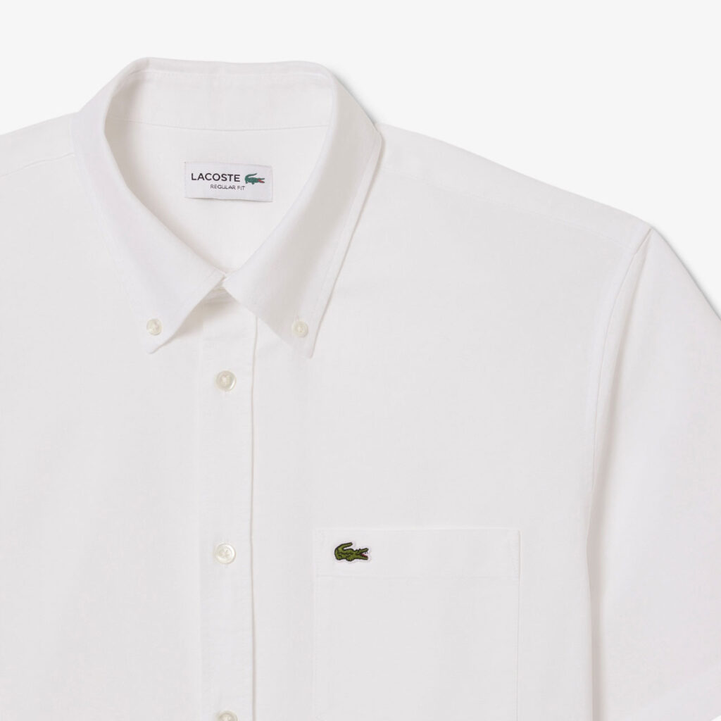 Lacoste Regular Fit Short Sleeved Oxford Shirt - White 001