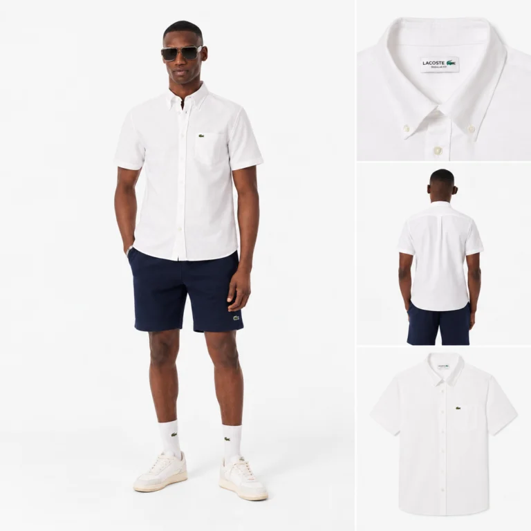 Lacoste Regular Fit Short Sleeved Oxford Shirt - White 001