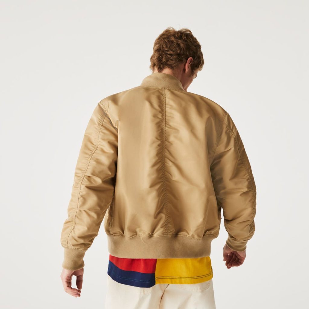 Lacoste Revesible Regular Fit Long Sleeve Bomber Jacket - Beige