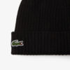 Lacoste Rib Knit Brushed Wool Beanie - Noir 031