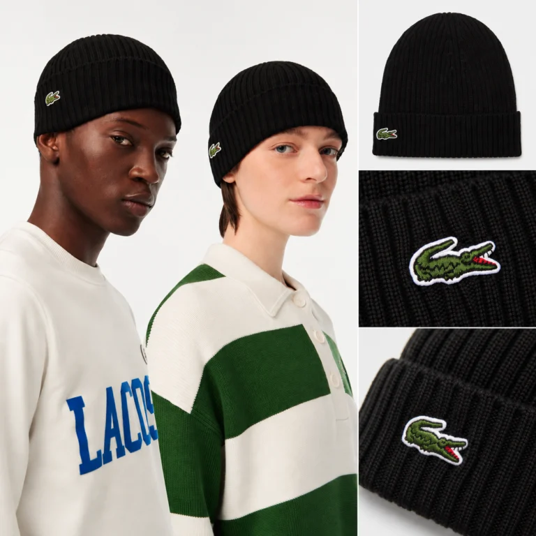 Lacoste Rib Knit Brushed Wool Beanie - Noir 031