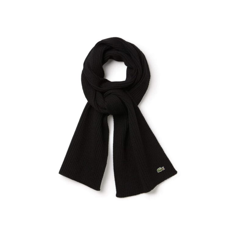 Lacoste Ribbed Wool Scalf - Black Noir