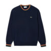 Lacoste Striped Cotton Jersey Sweater - Navy Blue / Brown 6P4