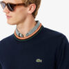 Lacoste Striped Cotton Jersey Sweater - Navy Blue / Brown 6P4