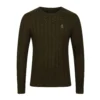 Luke Aspen Cable Knit Regular Fit Short Sleeve Jumper - Dark Green