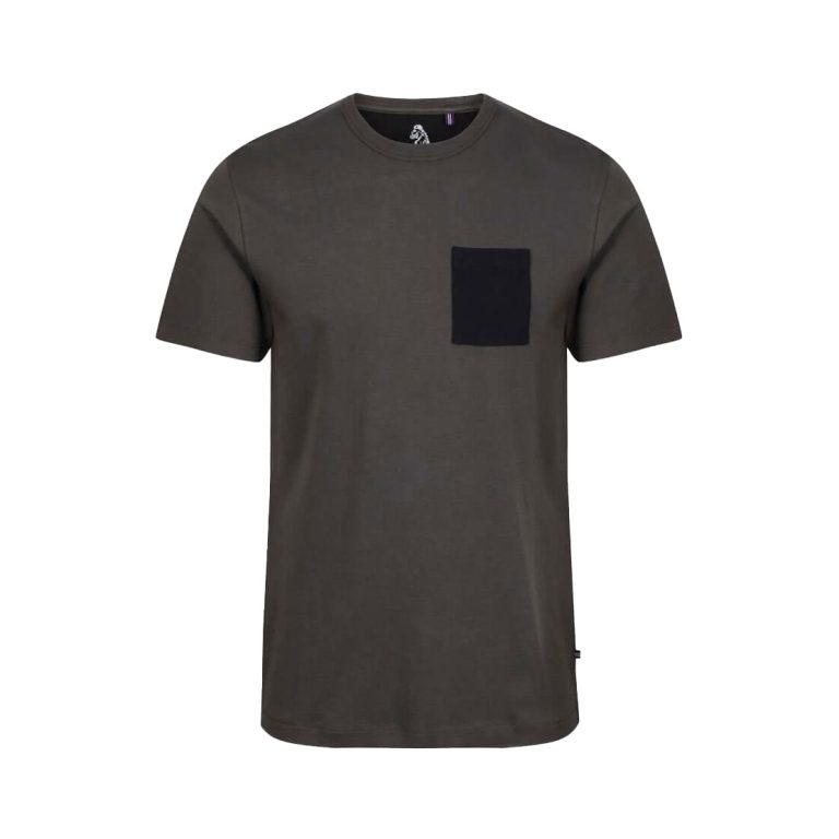 Luke Black Up Patch Pocket Print T-Shirt - Seal Grey