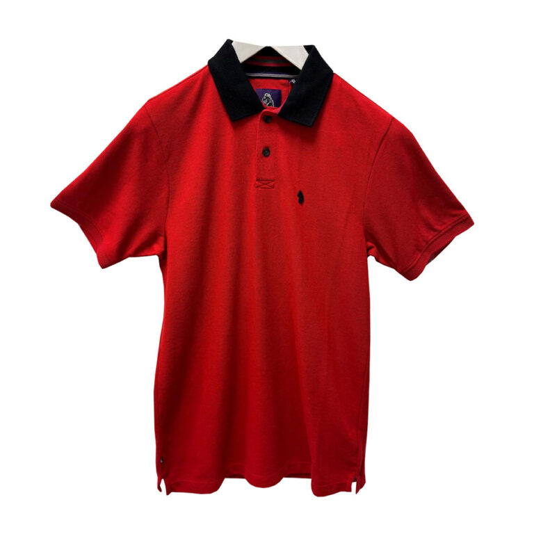 Luke Bonham Regular Fit Contrast Collar Polo - Tech red/Black Collar