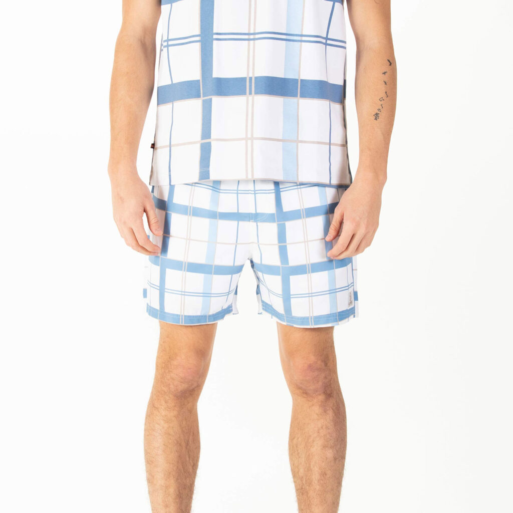 Luke Chesters Regular Fit Swim Short - White Blue