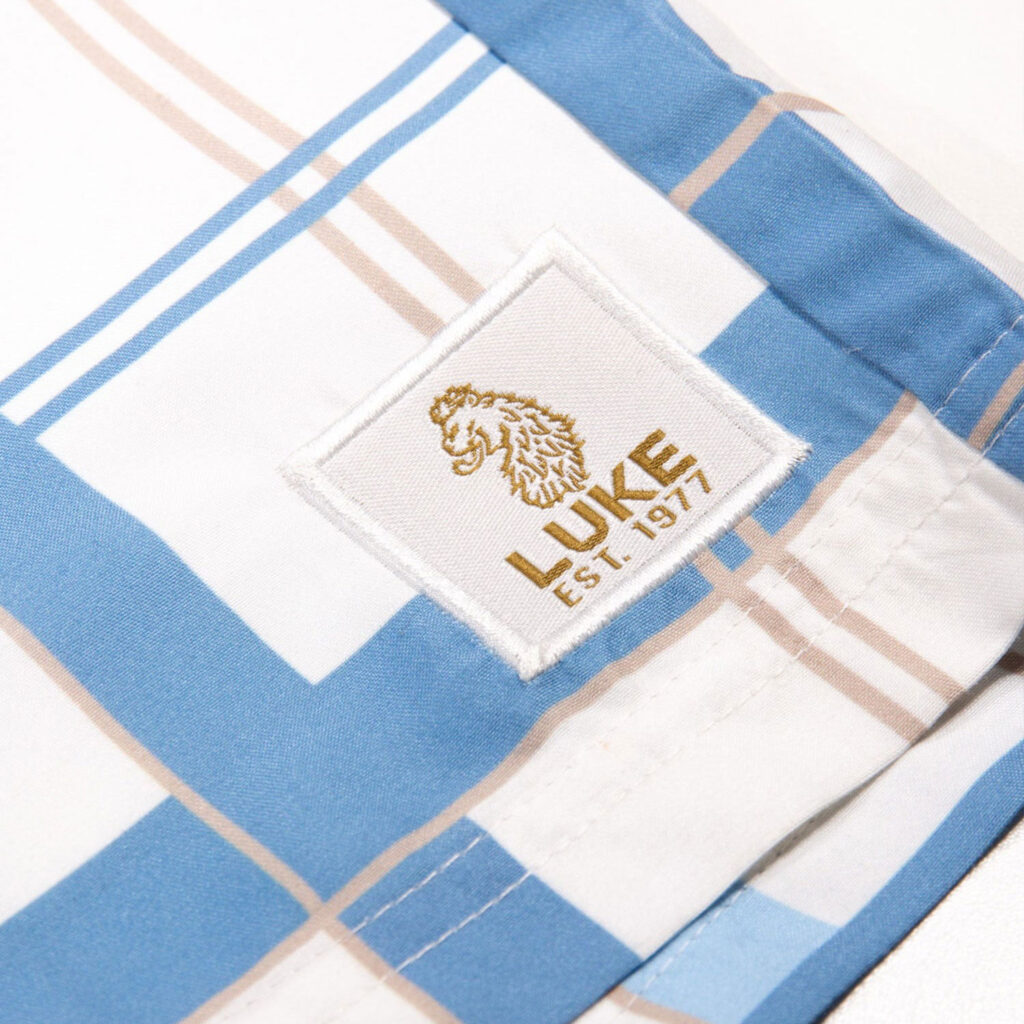 Luke Chesters Regular Fit Swim Short - White Blue