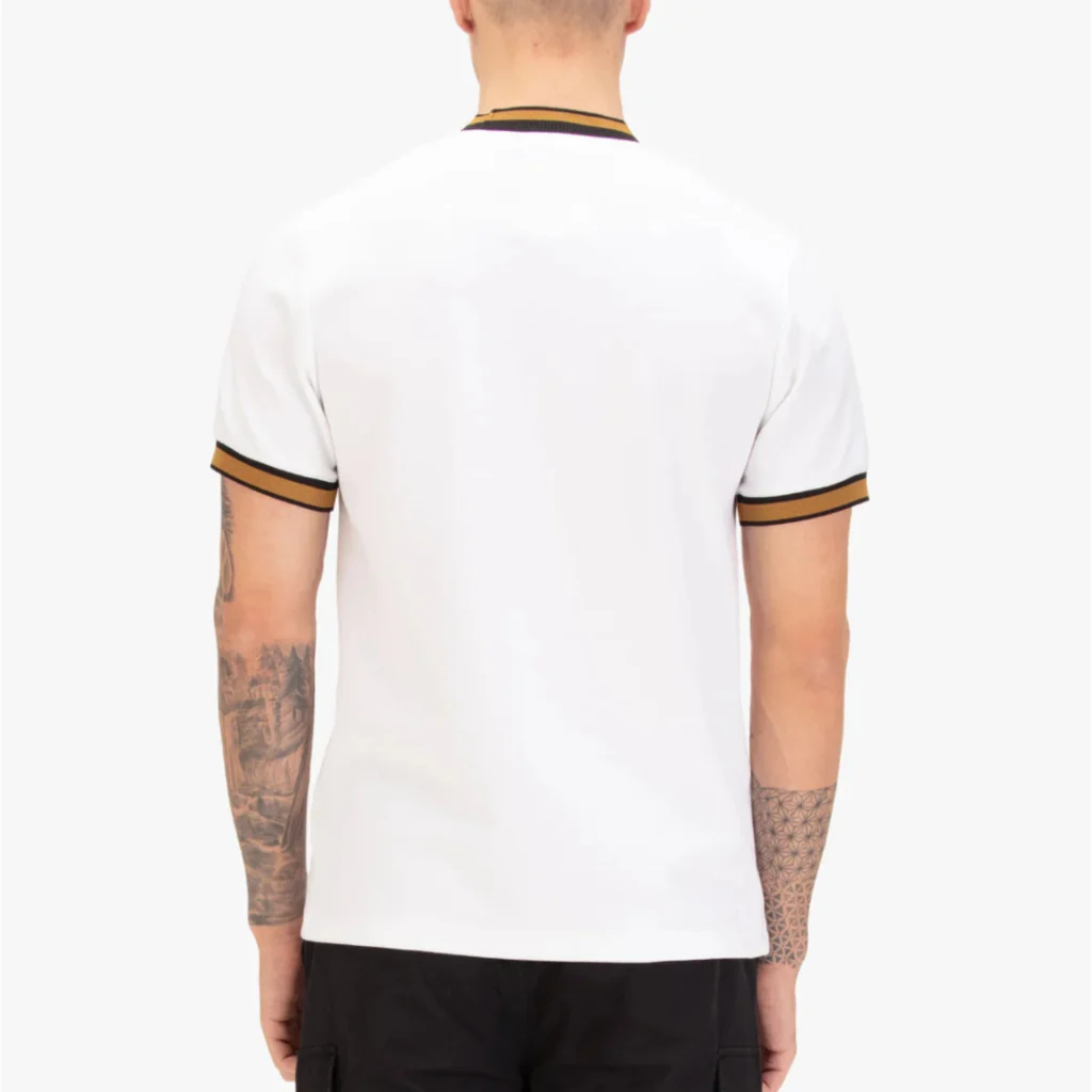 Luke Coron Honeycomb Stripe Pique T-shirt - White, Black, Gold