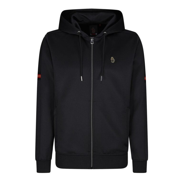Luke Cyclone Full Zip Regular Fit Long Sleeve Hoodie - Jet Black