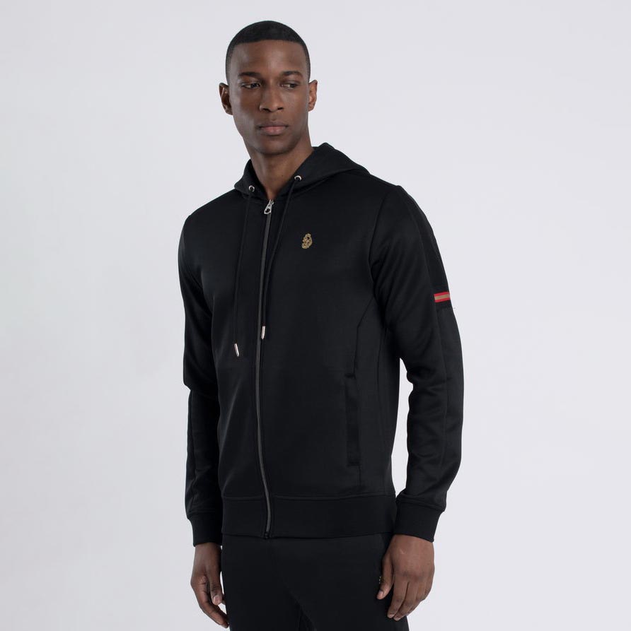Luke Cyclone Full Zip Regular Fit Long Sleeve Hoodie - Jet Black