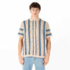 Luke Deck Knitted Regular Fit Short Sleeve Polo - DK Ecru Denim Blue