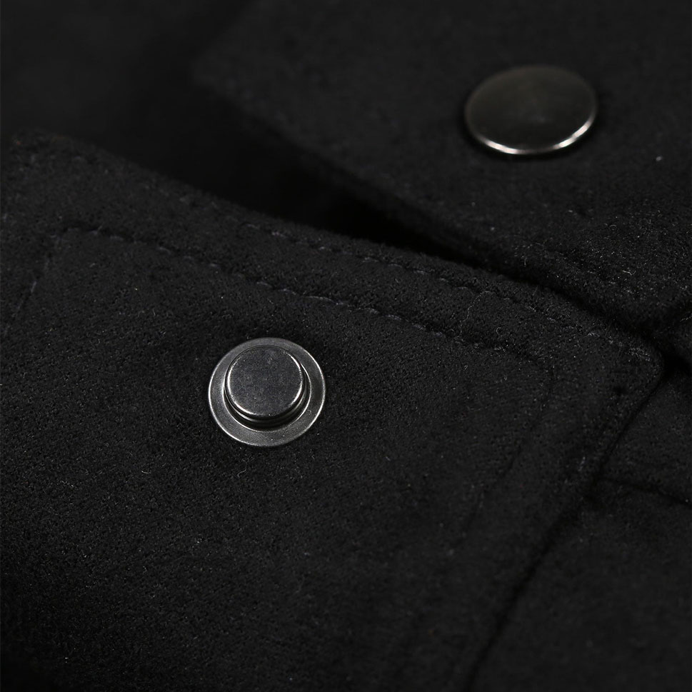 Luke Donovan 1000 Premium Faux Suede Regular Fit Long Sleeve Overshirt - Black
