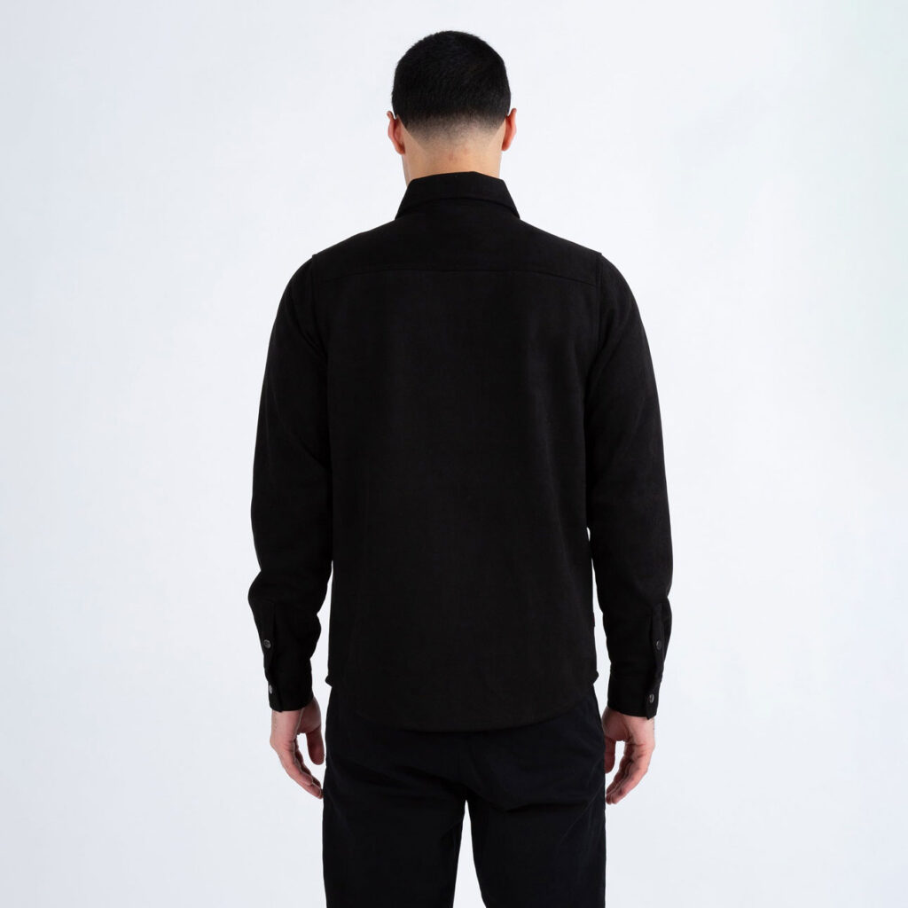 Luke Donovan 1000 Premium Faux Suede Regular Fit Long Sleeve Overshirt - Black