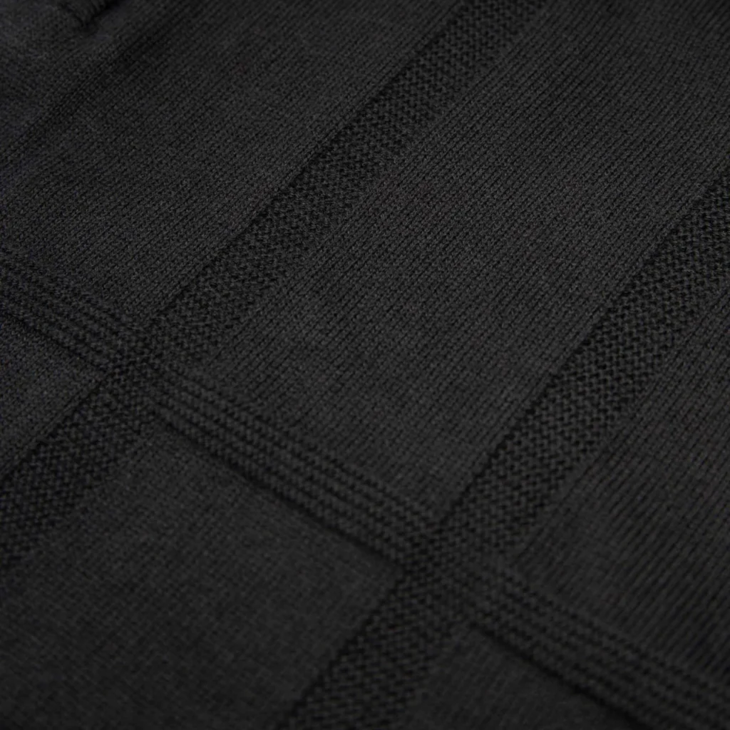 Luke Elgin Knit Check Polo 12GG - Black