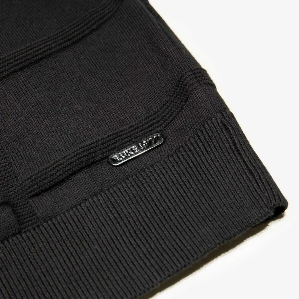 Luke Elgin Knit Check Polo 12GG - Black