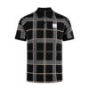Luke Hadrians Check Regular Fit Short Sleeve Polo - Black Ecru