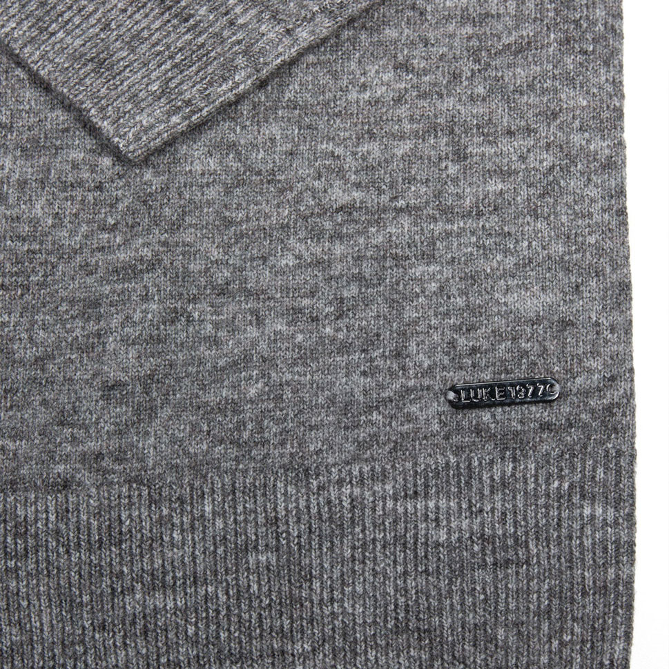 Luke Kingsbridge Long Sleeve Knitted Polo - Mid Mrl Grey