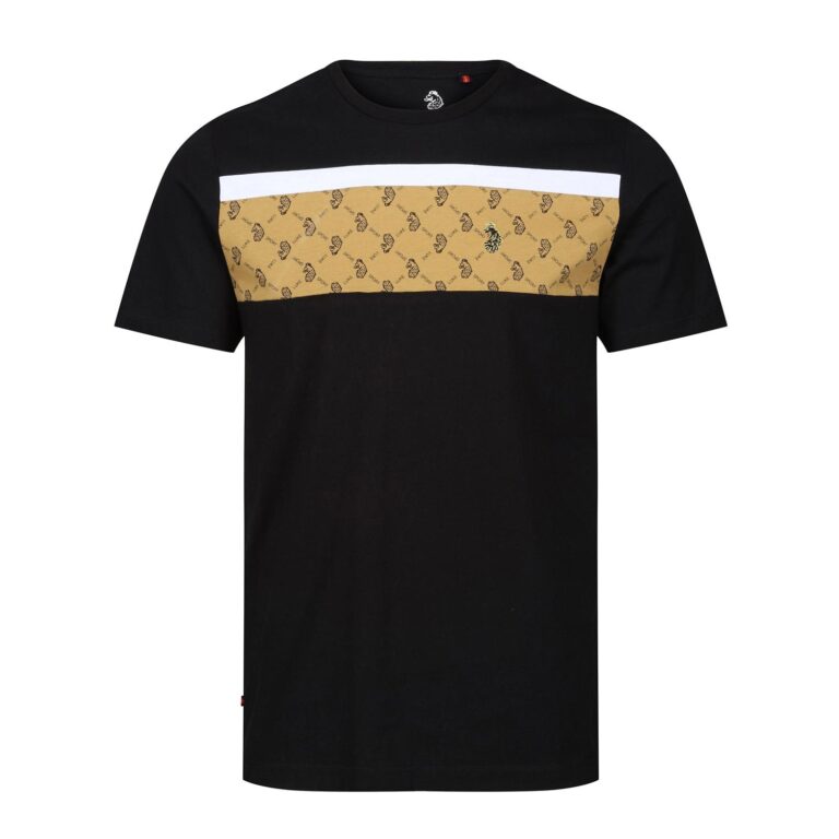 Luke Lions Den Overprint Regular Fit Short Sleeve T-Shirt - Black Gold/White