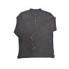 Luke Long Gert Grandad Collar Regular Fit Long Sleeve Polo Shirt - Marl Black