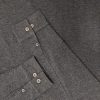 Luke Long Gert Grandad Collar Regular Fit Long Sleeve Polo Shirt - Marl Black