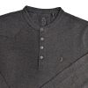 Luke Long Gert Grandad Collar Regular Fit Long Sleeve Polo Shirt - Marl Black