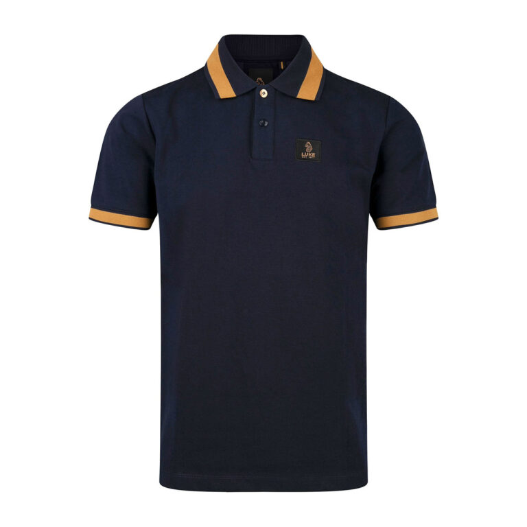 Luke Makati Honeycomb Textured Polo - Navy Gold